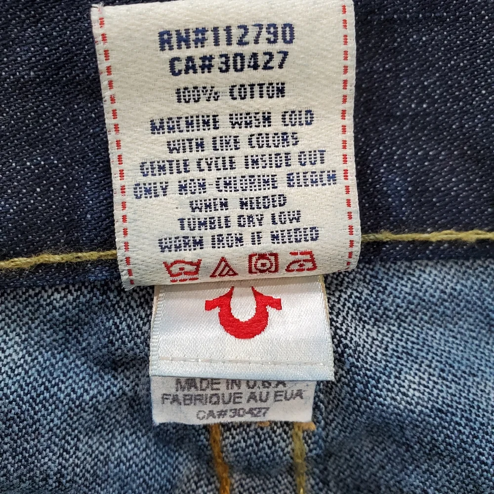 True Religion Ricky Straight Jeans Mens 44 Dark Wash Made In USA